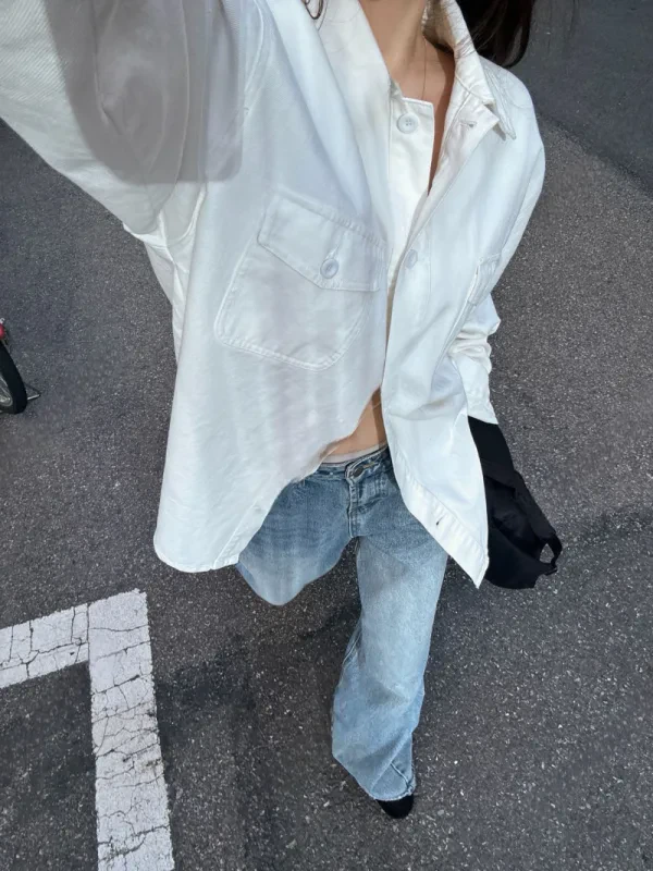 雲感工裝口袋寬版襯衫