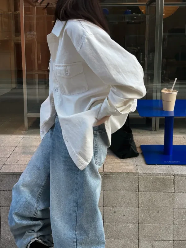 雲感工裝口袋寬版襯衫