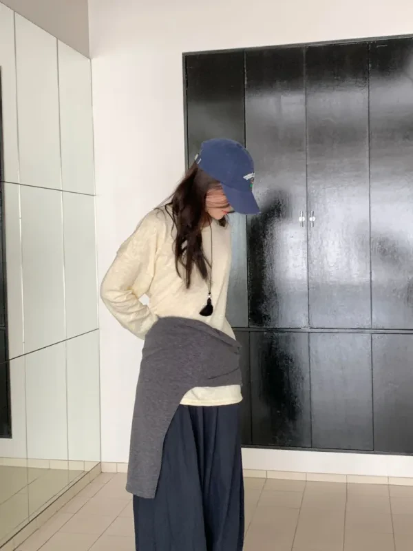 奶霜微光寬鬆長袖上衣