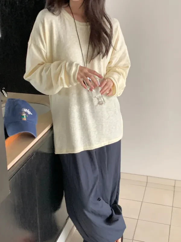 奶霜微光寬鬆長袖上衣