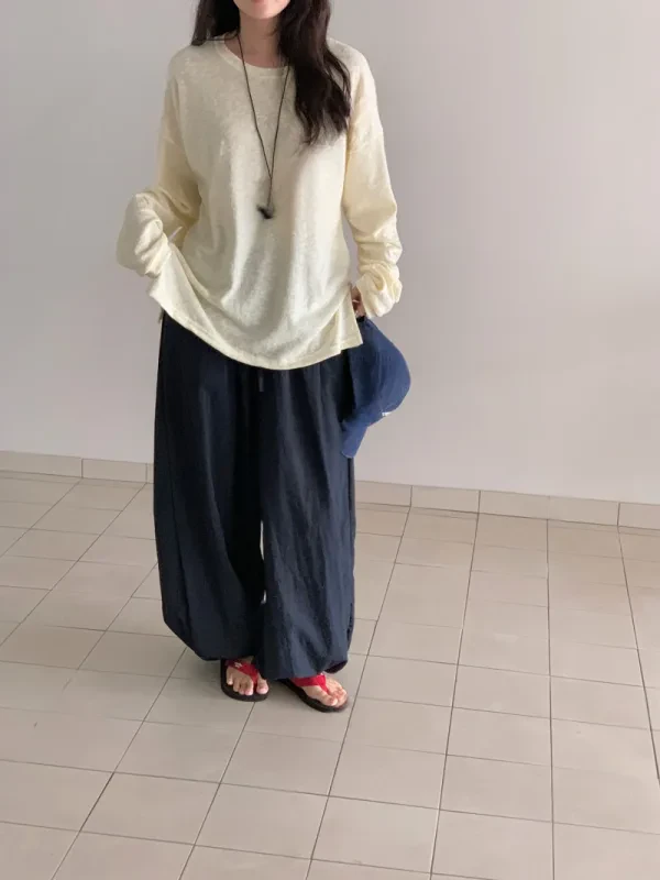 奶霜微光寬鬆長袖上衣