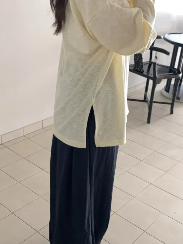 奶霜微光寬鬆長袖上衣
