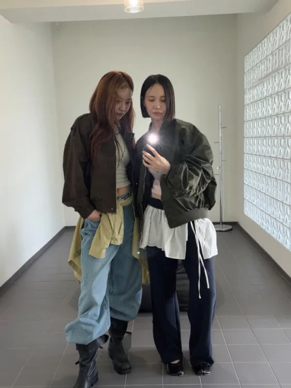 復古麂皮感寬版飛行外套
