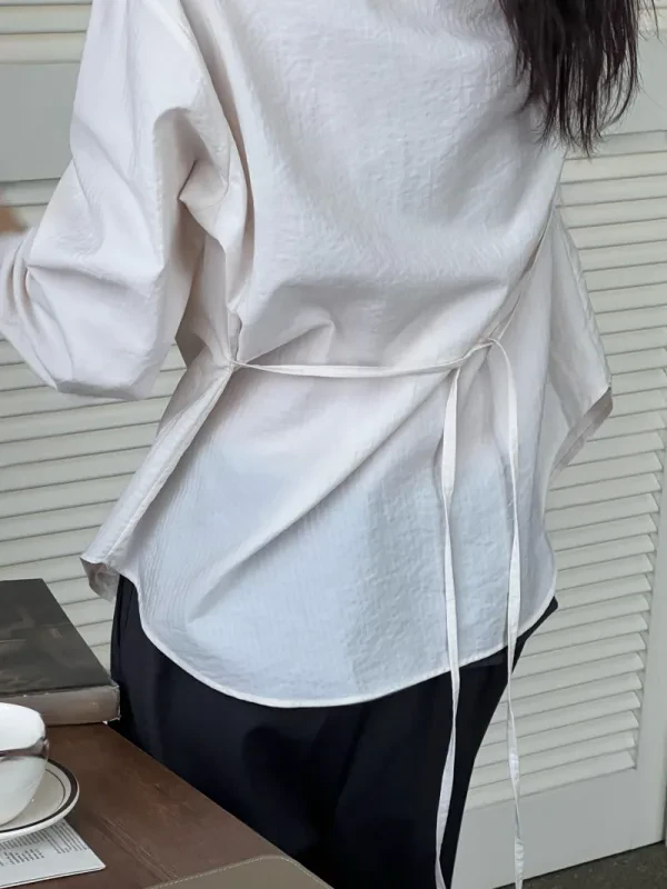 暖棕細條紋寬版襯衫