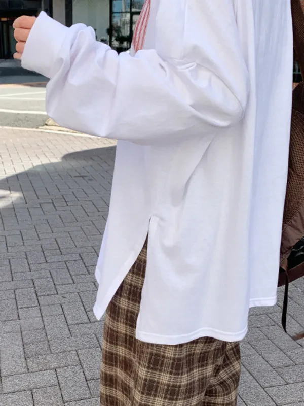 街頭滑板復古印花寬版長袖上衣
