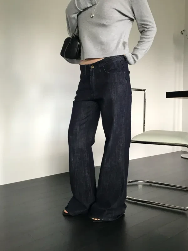 深靛悠然・高腰長版牛仔褲